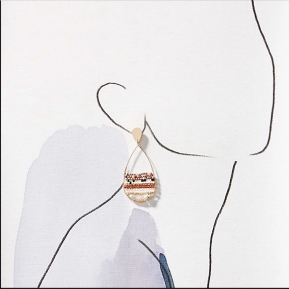 New! Anthro Julien Beaded Hoop Earrings - Picture 2 of 6